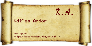 Kása Andor névjegykártya