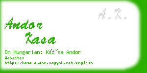 andor kasa business card